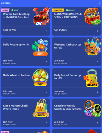 Halaman bonus Dash King 88 dengan tawaran promosi, syarat kelayakan dan ringkasan peraturan