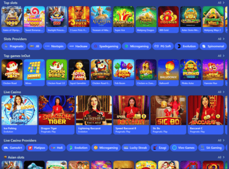 DK88 casino lobby with featured categories, popular shelves, and quick access tiles for games
