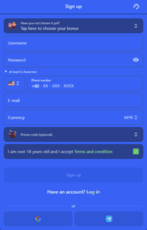 Registration form for the DK88 betting platform on the official Dashking88 site